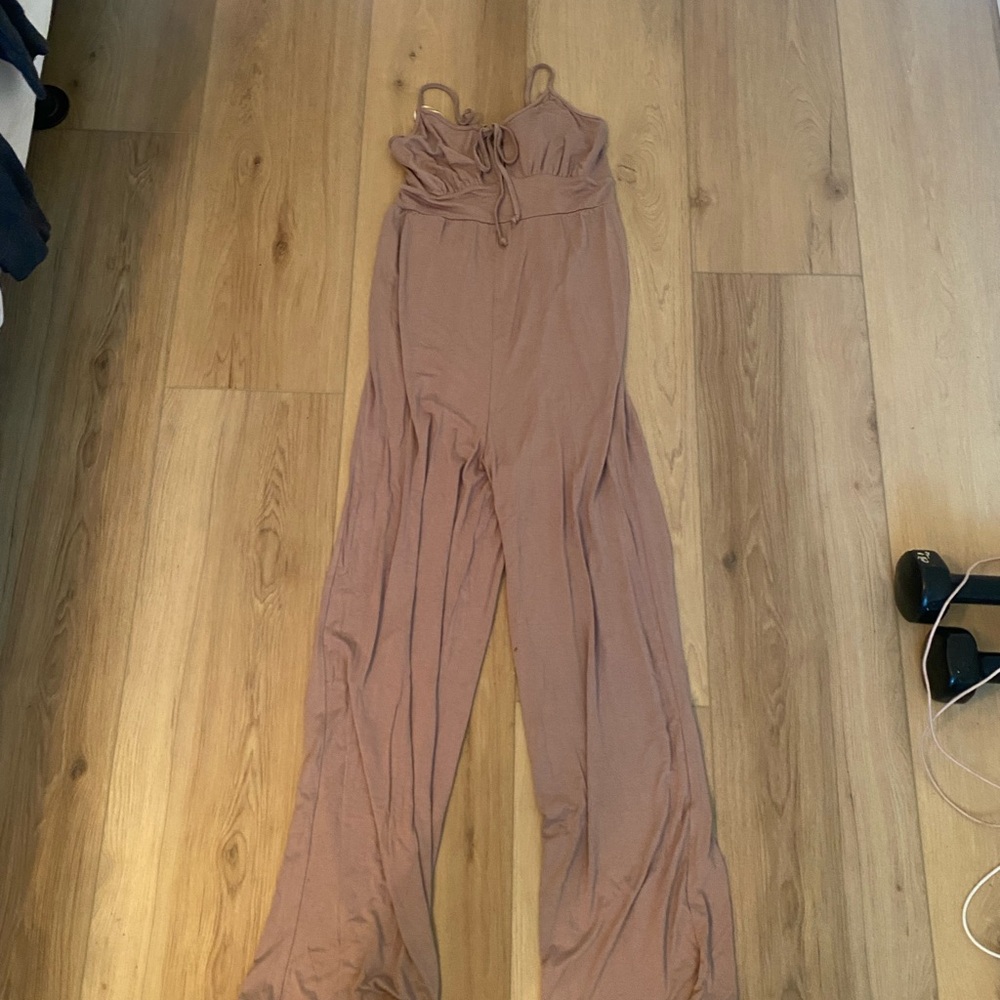 EARTHBOUND Mauve Pink Wide-Leg Jumpsuit with Tie Front